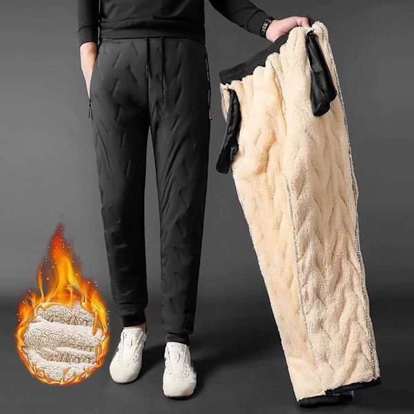 Vinter Cashmere Tjocka Varma Mjukisbyxor För Män Herrbyxor^ Joggers Mode R7N1 D XL