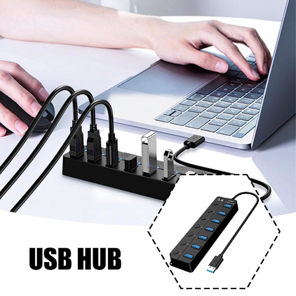 Hub Splitter Extender 7-port Usb3.0 Adapter Höghastighets Splitter Notebook En-till-fyra Extender 3 R1u2
