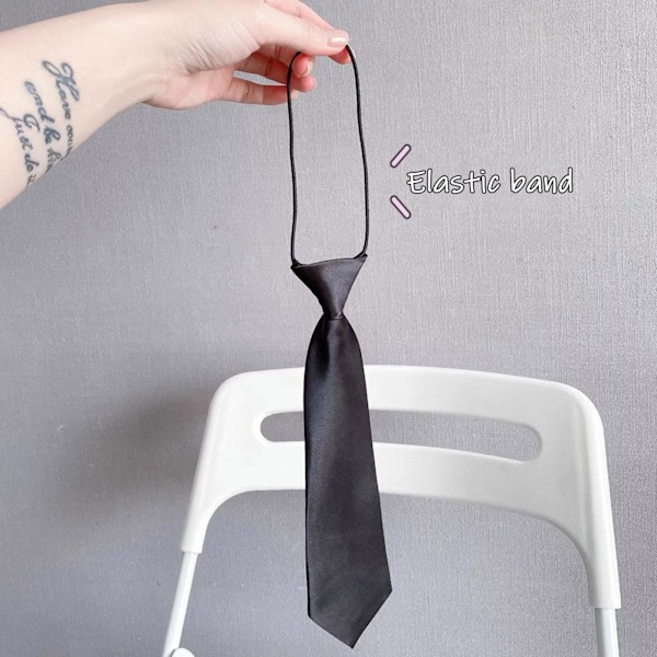 Satin Elastisk Slips För Bröllop Bal Dop Barn Slipsar Parti S9Y3 black One-size