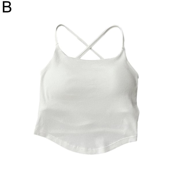 Sömlös trådad camisole tank crossover rygg noggrant bröst Pa black One size