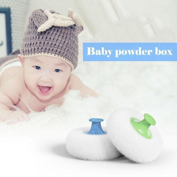 Talkpuder Puff med Box Fodral Behållare Baby Mjuk Ansikte Kropp Puff Puder Z6U2 Green 1pcs