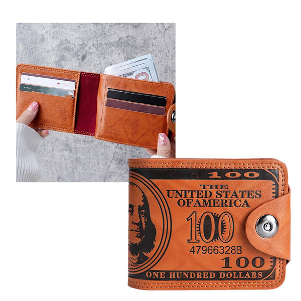Herr US 100 Dollar Sedel Läder Bifold Kort Foto Plånbok Hållare =`~ E6T8 Z1C1