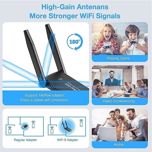 USB 3.0 WIFI-adapter 600/1300 Mbps Trådlös Dongel Dual C9M7 2.4G/5G Antenn Ny 1300M one-size