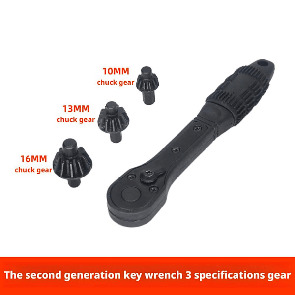 Borrfutter-nyckelsats, 2-i-1 Svart Snabb Spärrborrfutter-nyckel Wrench * 1pcs * 3 * gear 1set