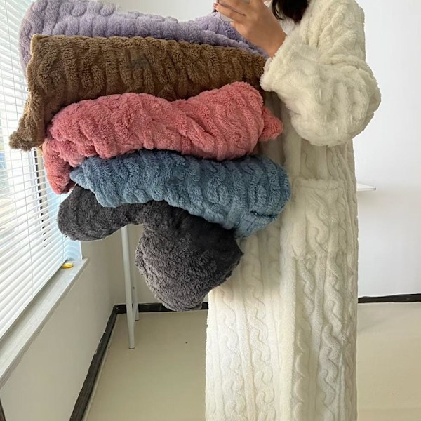 Dam Vinter Tjock Nattlinne Mjuk Korall Sammet Långärmad Sovkläder Ny White One size