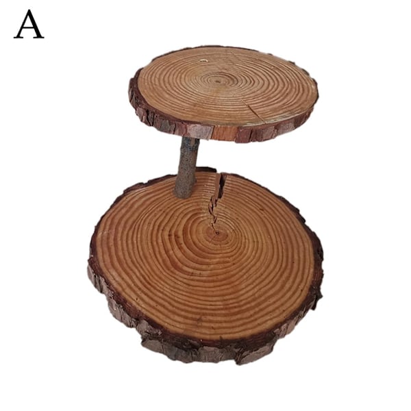 Tvåvånings rustik trä bröllopstårta/muffinsställ mittpunkt Ny M8 3 wooden L
