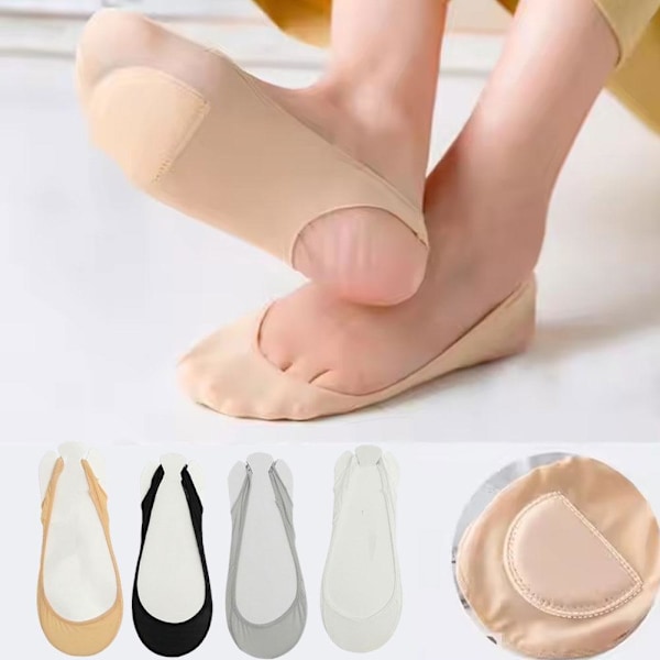 Silikon Halkfria Osynliga Bomullsstrumpor Damsockor Tunna Båtsockor K7q4 skin one size