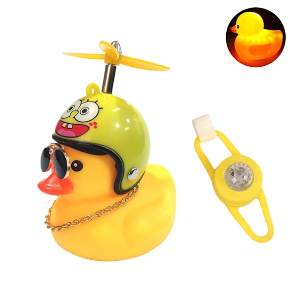 Bil Söt Liten Gul Anka Med Hjälm Propeller Vinddriven Anka Bil Styling Ornament U4e1 010 Vibration light + fixing belt