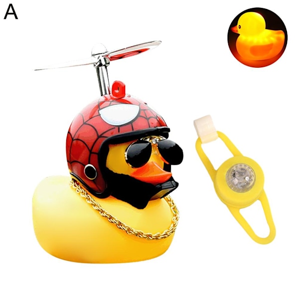 Bil Söt Liten Gul Anka Med Hjälm Propeller Vinddriven Anka Bil Styling Ornament U4e1 008 Vibration light + fixing belt