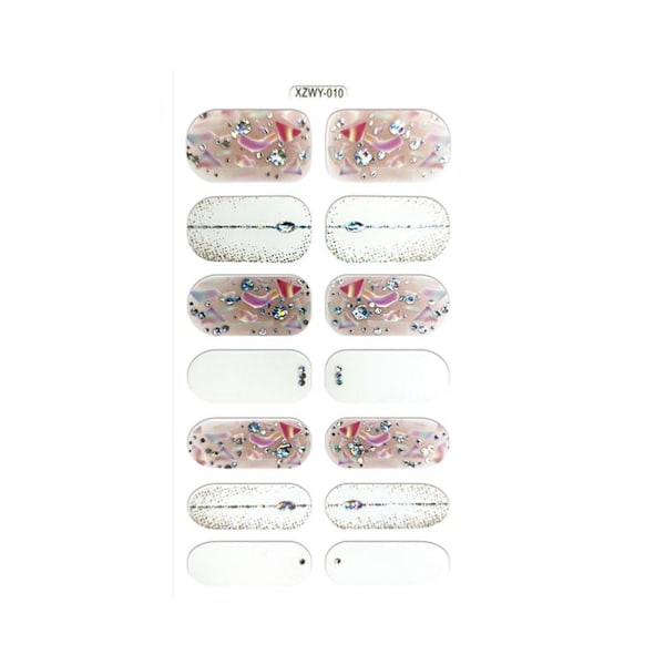 Europeisk Amerikansk Mode Tryckta 3d Nagelstickers Helt Täckta Med Nagellacksfilm Glitter K5t2 I 1pcs