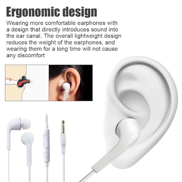 För Galaxy J5 9500 3.5mm In-ear Trådbundet Mikrofon Volym Headset✨w A2M8 D2L5 R9Z1 H3U4 white one size