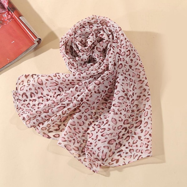 Tryckt Voile Leopard Sjal Lång Bred Chiffong Scarves Hijab Muslim Kvinnor Mode R7I1 khaki 50*160cm