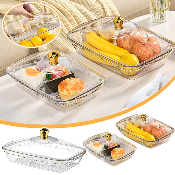 Transparent Fruktskål Med Lock Tårtfat Partybricka Snacks Serveringshållare Displayställ Q9c1 transparentB M