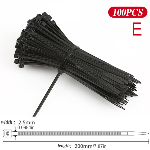 100ST/ set Självlåsande plast Nylon Svart Vit Industriell black 100pcs  Large size