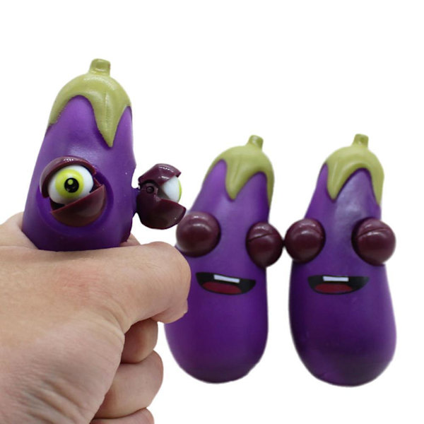 Klämleksak Lila Aubergine Mjuk Stresslindring Avslappning Grönsak A0E5