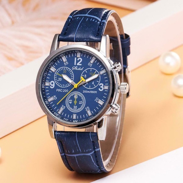 Herr Läder Militär Casual Analog Quartz Armbandsur Ny N6H4 white One-size