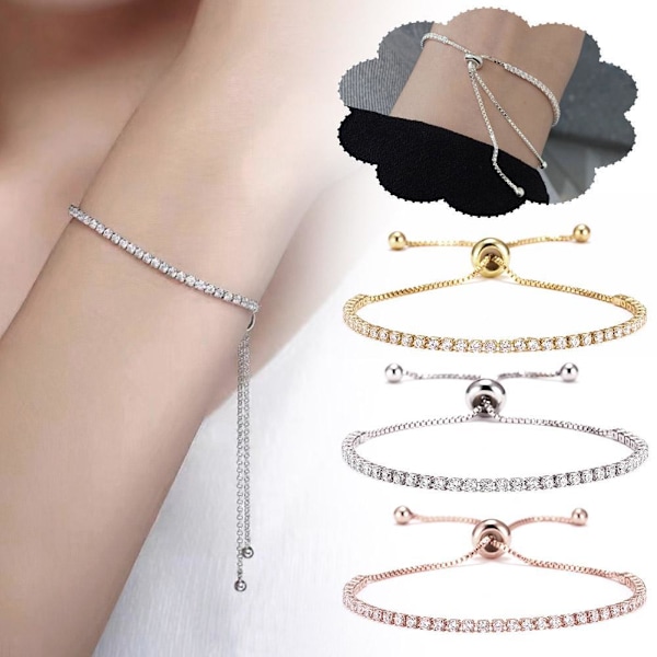 Justerbart armband med infällbar klo och kedja för kvinnor, guld- och silverfärg, enkelt armband Z7Q9 Golden One size
