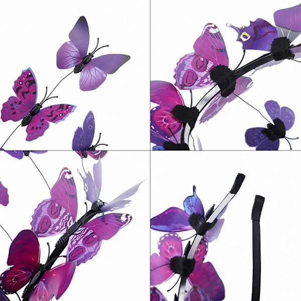 Fairy Butterfly Hår Huvudband Diadem Garland Prop Hoop Kvinnor Dam Flicka P K6J3 pink One-size