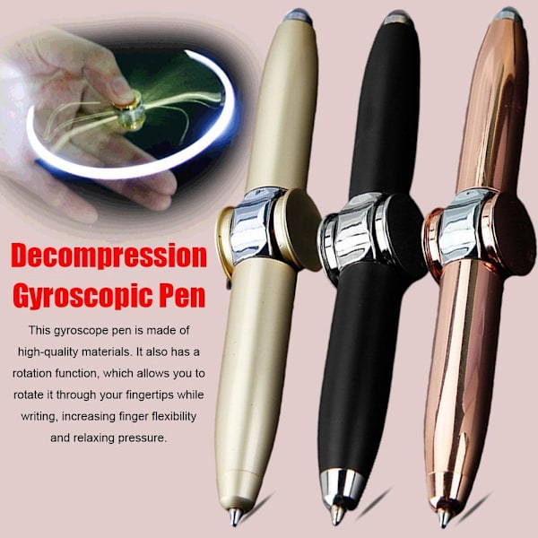 Fidget Spinner Penna Stress Relief Leksak, LED Kulspetspenna UK Y8M2 golden one size