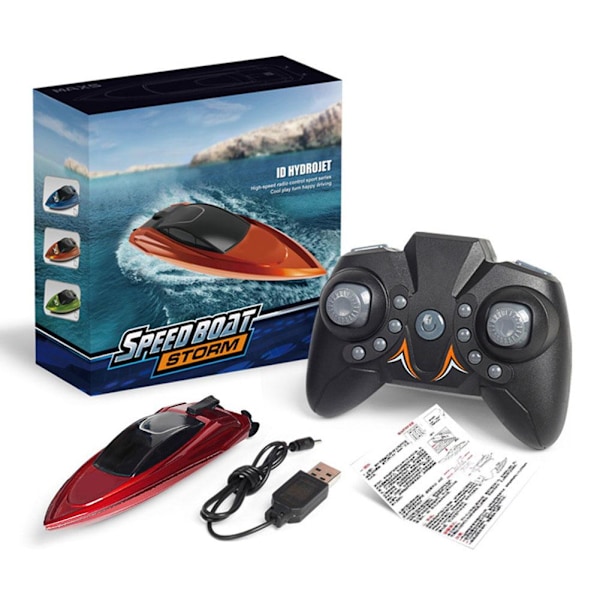 Mini RC-Båtar Höghastighetsracerbåt Dubbla Motorer 2.4G Fartygsfjärrkontroll J0F9 Red 1pcs