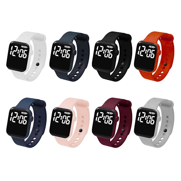 LED Elektronisk Klocka Mode Regnbåge Fyrkantig Silikonklocka Studentarmband Fitness Mode J5O4 Red One size