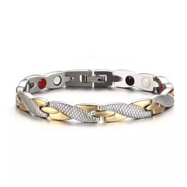 Magnetisk Läknings Terapi Artrit Armband Hälsosam Viktminskning Smärtlindring .ny Silver Golden One size