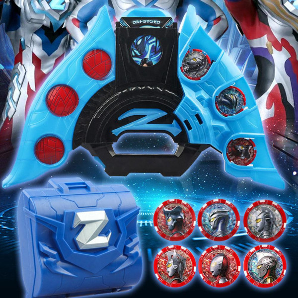 Blå Ultraman Z Zeta Kreativa Transformers Leksak Med Ljud Ljus Medal Box one-size