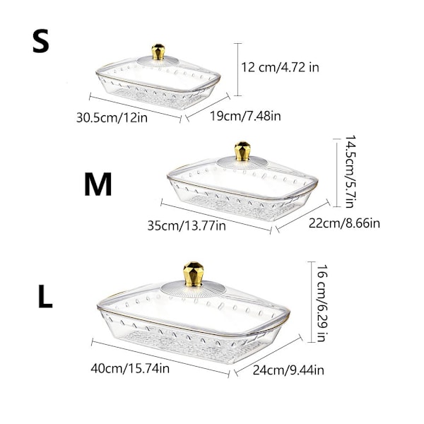 Transparent Fruktskål Med Lock Tårtfat Partybricka Snacks Serveringshållare Displayställ Q9c1 transparentC L