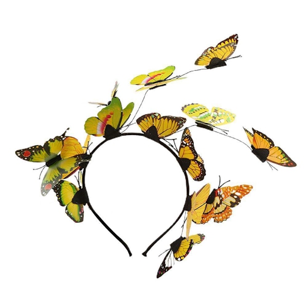 Fairy Butterfly Hår Huvudband Diadem Garland Prop Hoop Kvinnor Dam Flicka P K6J3 yellow One-size
