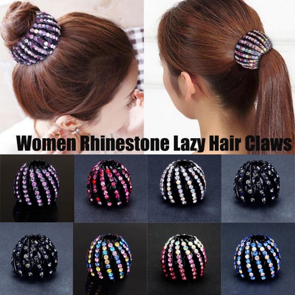 Kvinnor Rhinestone lata hår klor hästsvans spänne Bun Clip Birds Multicolor One-size