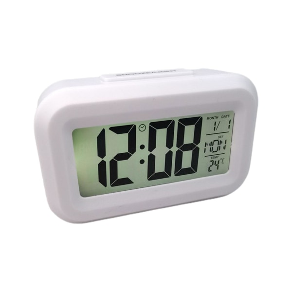 Digital Väckarklocka Batteridriven Snooze Nattlampa Design 5 Färger white One-size