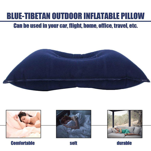 Uppblåsbar PVC och Nylon Kudde Mjuk Blås upp Sov Camping Kudde Ny~ Navy blue One-size