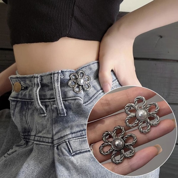 Justeringsknapp Metall åtdragning Midjeband Pin plagg Jeans W gold one-size