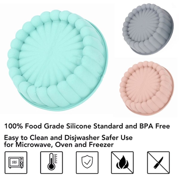 8\" Silikon Rund Kakform Non-stick Bakplåt Form Bakverk DIY -NY I6Y0 grey 8inch