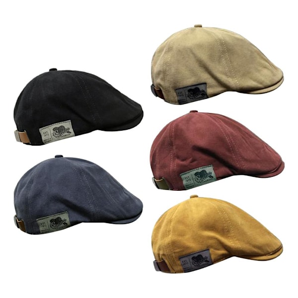Retro Herr Bomull Ivy Flat Cap Newsboy Justerbar Basker Cabbie Gatsby Körhatt♤ khaki one-size