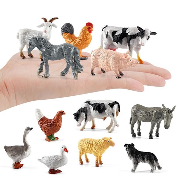 Leksaksfigurer Bondgårdsdjur Realistiska Actiondjur i Dekor 12-pack Set Carry N A9Y7