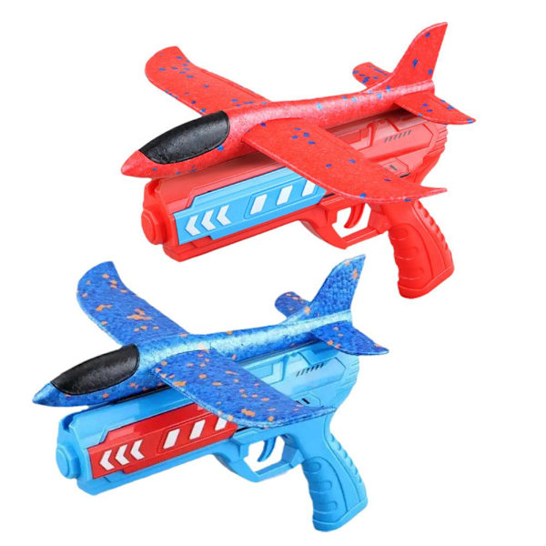 Flygplansleksak Skum Flygplan med Katapult-Pistol Leksak-UK För Barn J7R3 red(aircraft  random 1) one-size