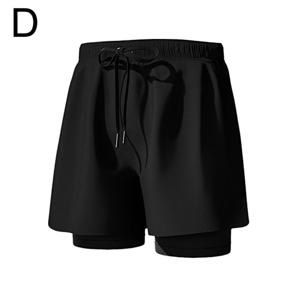 Badbyxor med Kompressionsfoder Stretch Herr Badkläder 2 i 1 Snabbtorkande A7 Black 4XL(recommended165-185 pounds)