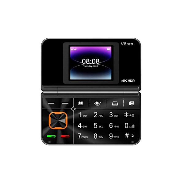 För V8pro Dual Screen Vikbar Flip Funktion Telefon Utländskt Knappspråk C8T4 black 1pcs