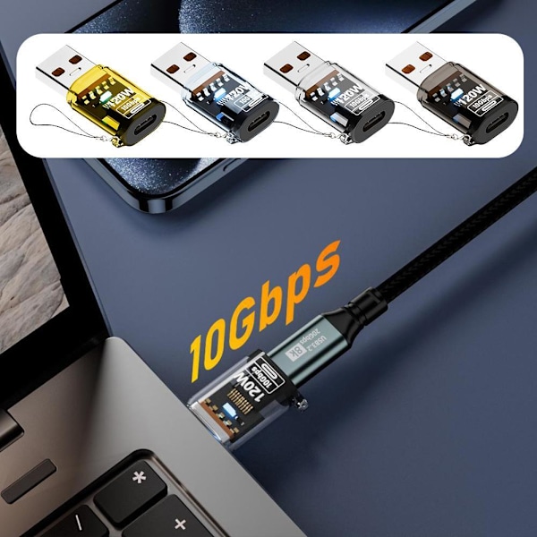 120W USB 3.2 till Typ C Adapter USB Hona till Typ C Hane Snabbladdning Adad M9Y9 transparent 1pcs
