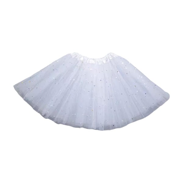 Glitter Barn Mesh Kjol Flickors Dansuppvisning Halv Kjol M5Y7 Kropp L4L5 White 1pcs