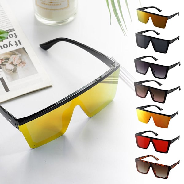 Dam Solglasögon Fyrkantiga Överdimensionerade Lyx Fla Lot B6 black+orange One-size