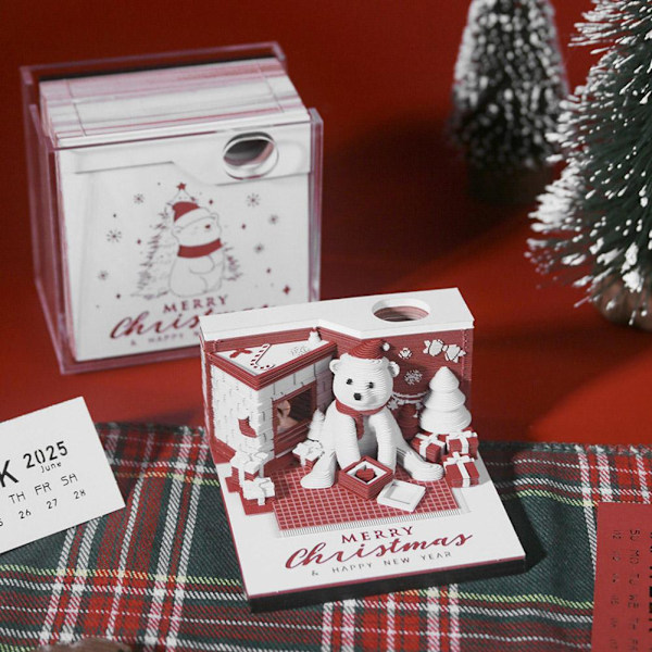 3D kalender pappersskulptur anteckningar Jul Björn Anteckningsblock Lot A7
