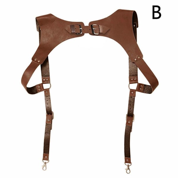Fashion Punk Stil Justerbart Svart/Brunt Halvsele Bälte Konstläderbälte För Män brown One-size