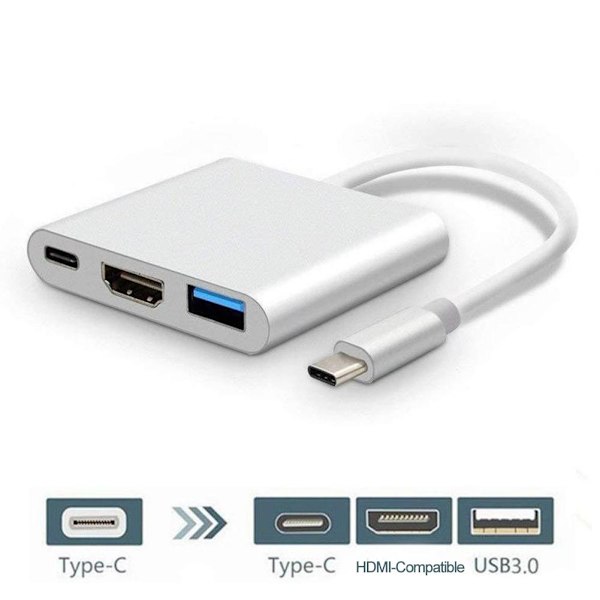USB-C HUB Adapter Type-C till USB HDMI-kompatibel 4K Adapter Anslutning Ny