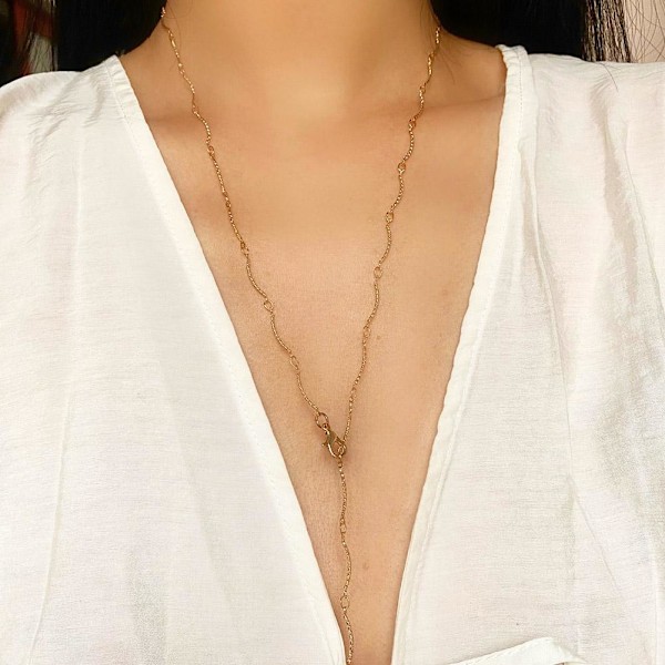 Klassisk Y-formad halsband för kvinnor Långt glashalsband Min D 1pcs