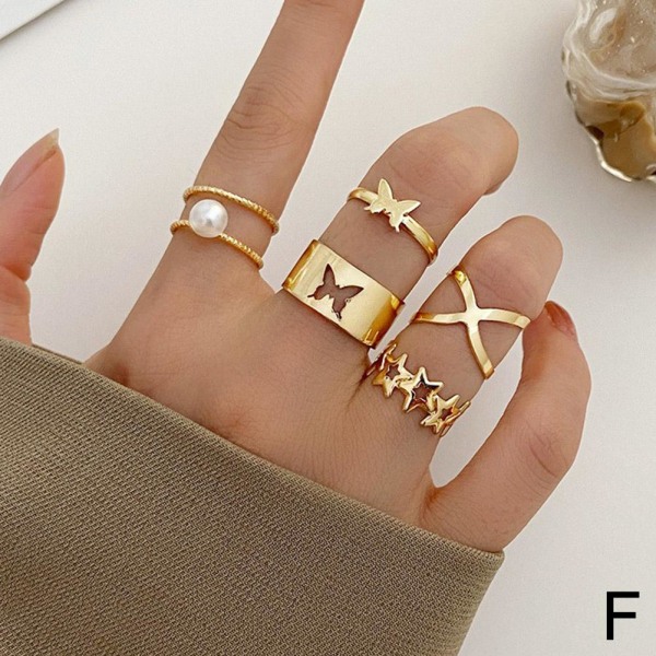 5st/ set Bohemian Geometric Rings Knuckle Finger Rings Dam Fas F One size