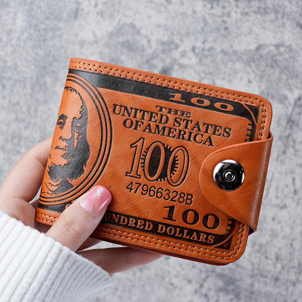 Herr US 100 Dollar Sedel Läder Bifold Kort Foto Plånbok Hållare =`~ E6T8 Z1C1