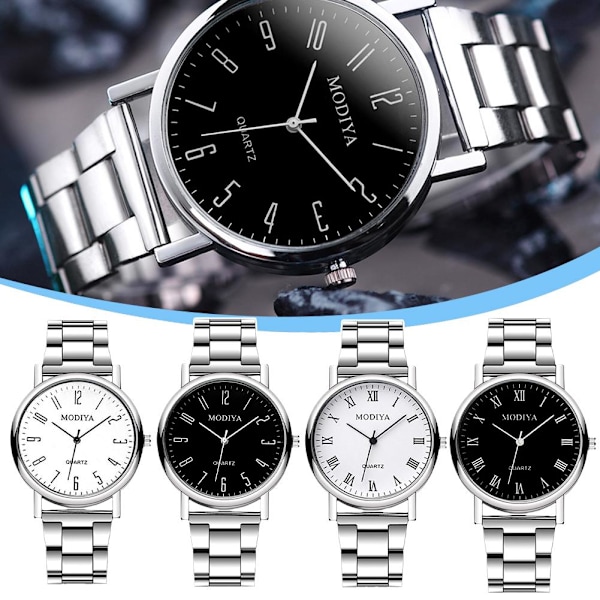 Herr Quartz Klocka Rostfritt Stål Armband Affärsklocka Mode Enkel Legeringsklocka För E7T0 Black Digital scale
