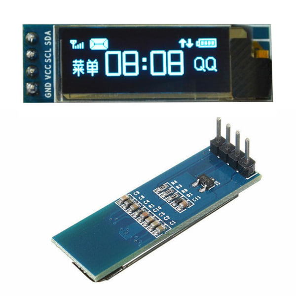 IIC I2C 0,91\" 128x32 Blå OLED LCD-skärmmodul 3,3v 5v FÖR AVR white White OLED DISPLAY